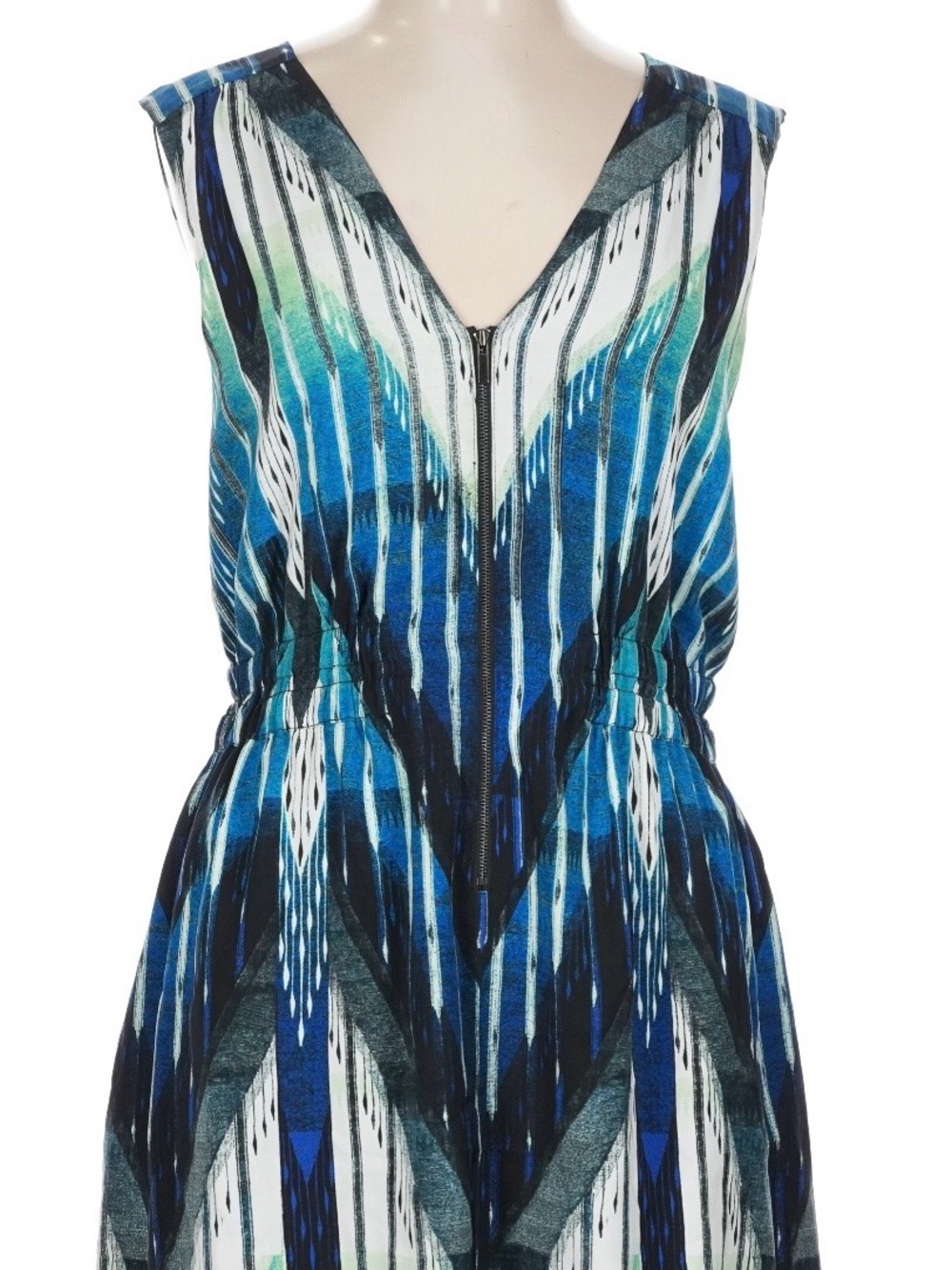 RACHEL Rachel Roy Blue, Teal & Black Printed V-Neck Dress